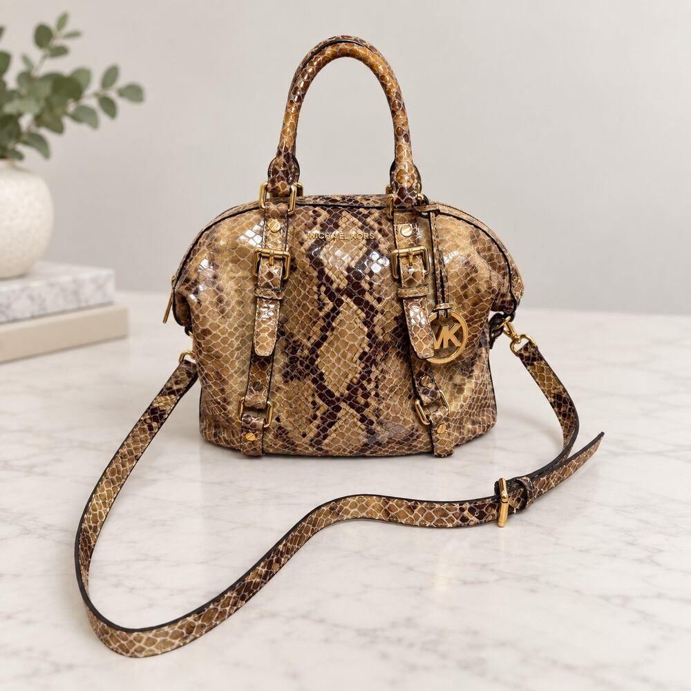 Michael Kors Faux Python Snakeskin Satchel Shoulder Bag